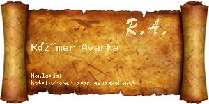 Römer Avarka névjegykártya